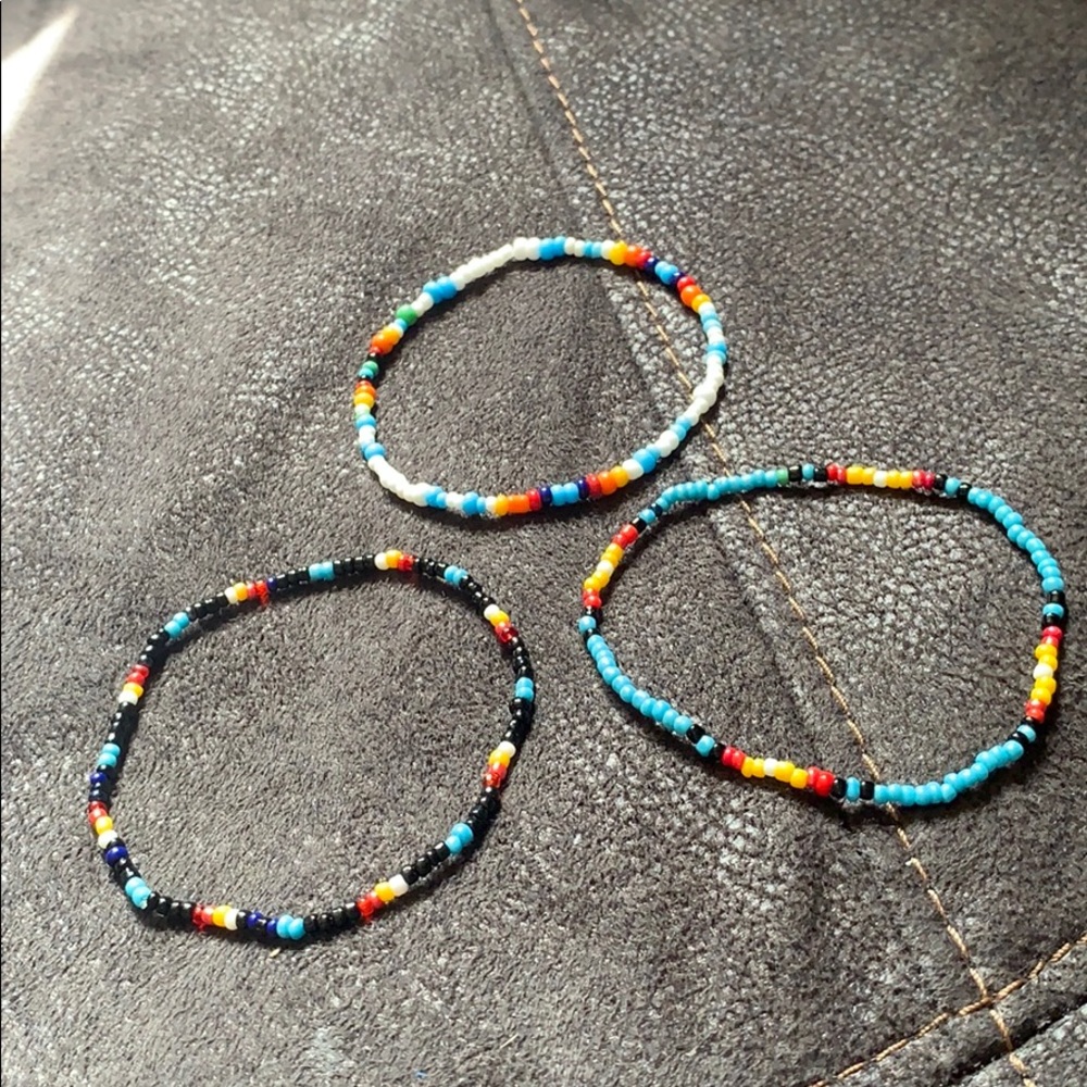 Set of three Native American beaded bracelets